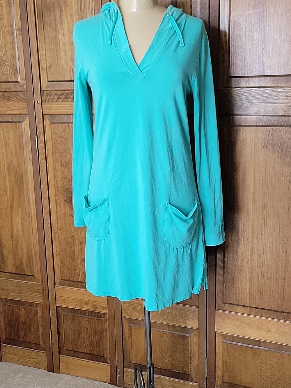 Coolibar Catalina Cover Up Dress Womens Hooded Long Sleeve Sz S